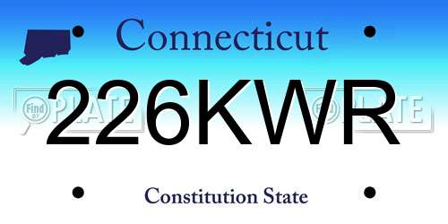 226KWR Connecticut License Plate