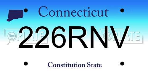 226RNV Connecticut License Plate