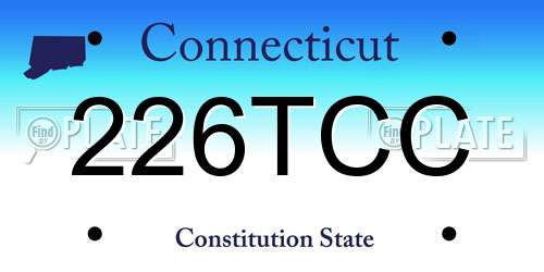 226TCC Connecticut License Plate