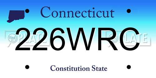 226WRC Connecticut License Plate