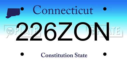 226ZON Connecticut License Plate