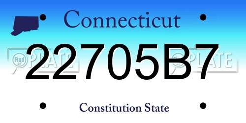 22705B7 Connecticut License Plate