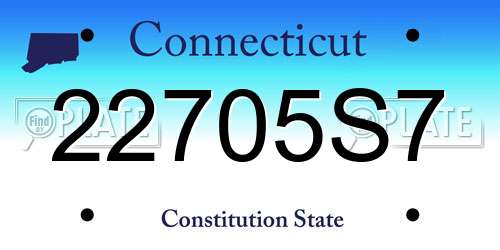 22705S7 Connecticut License Plate