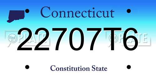 22707T6 Connecticut License Plate