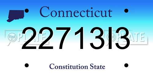 22713I3 Connecticut License Plate