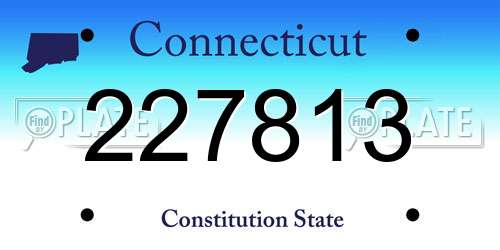 227813 Connecticut License Plate