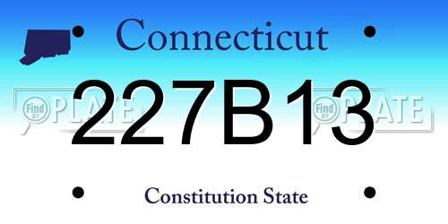 227B13 Connecticut License Plate