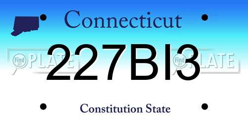 227BI3 Connecticut License Plate
