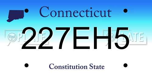 227EH5 Connecticut License Plate