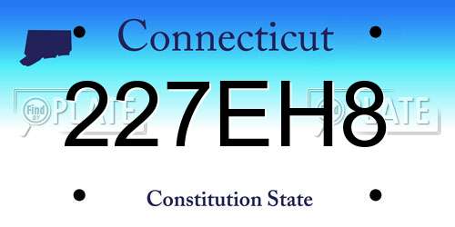 227EH8 Connecticut License Plate