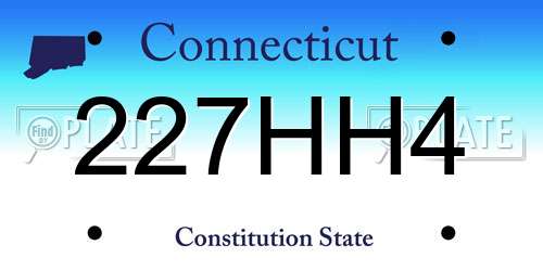 227HH4 Connecticut License Plate