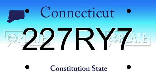 227RY7 Connecticut License Plate