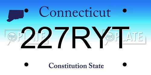 227RYT Connecticut License Plate