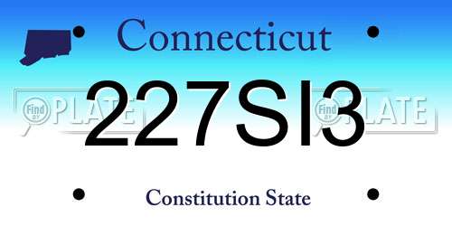 227SI3 Connecticut License Plate