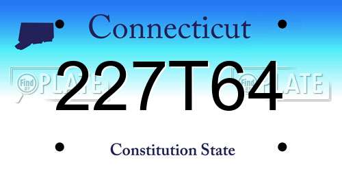 227T64 Connecticut License Plate