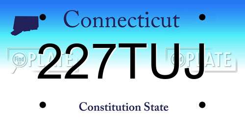 227TUJ Connecticut License Plate