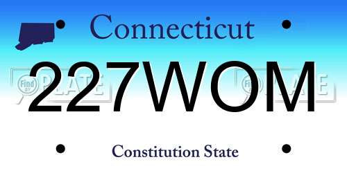227WOM Connecticut License Plate