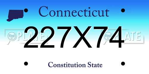 227X74 Connecticut License Plate