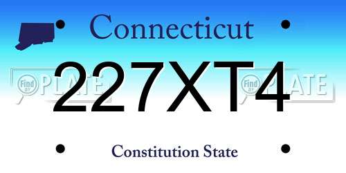 227XT4 Connecticut License Plate
