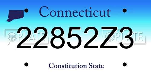 22852Z3 Connecticut License Plate