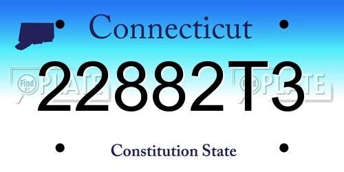 22882T3 Connecticut License Plate