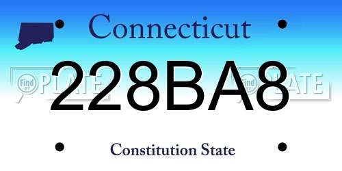 228BA8 Connecticut License Plate