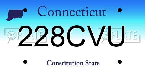 228CVU Connecticut License Plate