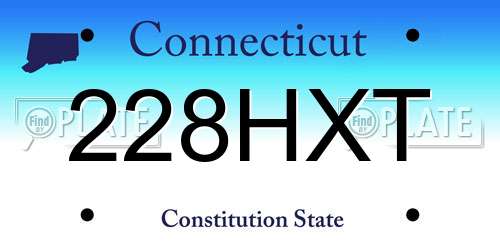 228HXT Connecticut License Plate