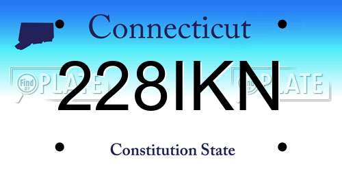 228IKN Connecticut License Plate
