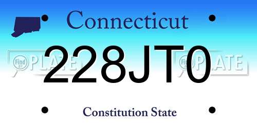 228JT0 Connecticut License Plate