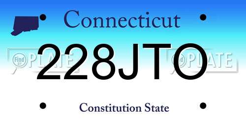 228JTO Connecticut License Plate