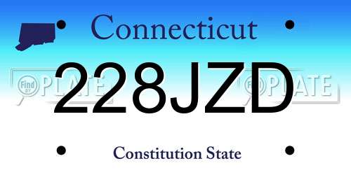 228JZD Connecticut License Plate