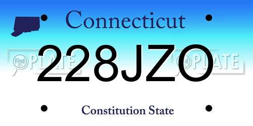 228JZO Connecticut License Plate