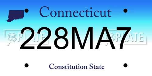 228MA7 Connecticut License Plate