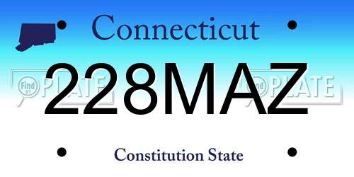 228MAZ Connecticut License Plate