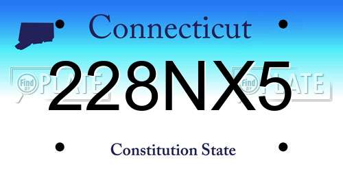 228NX5 Connecticut License Plate