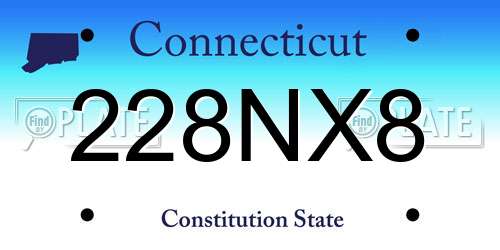 228NX8 Connecticut License Plate