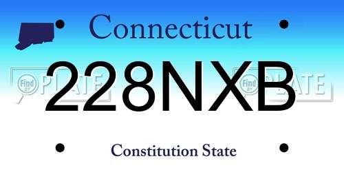 228NXB Connecticut License Plate