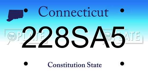 228SA5 Connecticut License Plate
