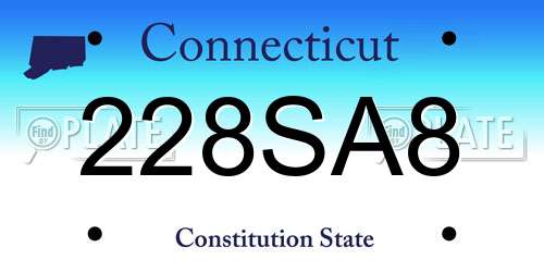 228SA8 Connecticut License Plate