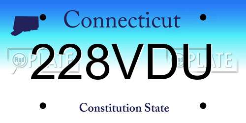 228VDU Connecticut License Plate