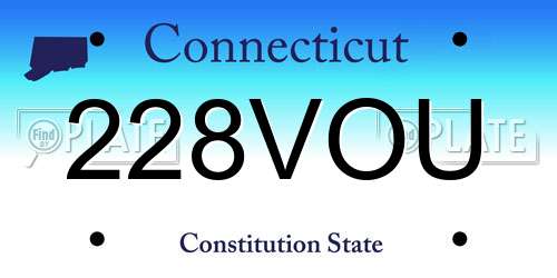 228VOU Connecticut License Plate
