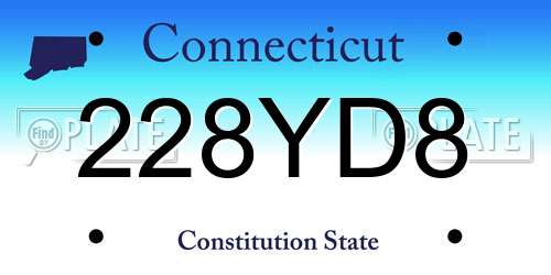 228YD8 Connecticut License Plate