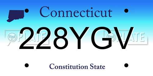 228YGV Connecticut License Plate