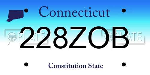 228ZOB Connecticut License Plate