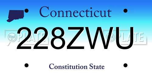 228ZWU Connecticut License Plate