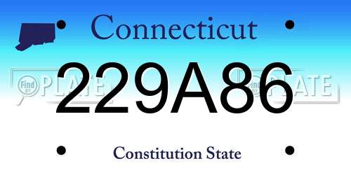 229A86 Connecticut License Plate