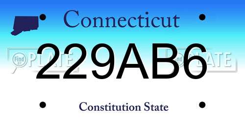 229AB6 Connecticut License Plate