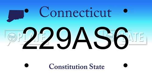 229AS6 Connecticut License Plate