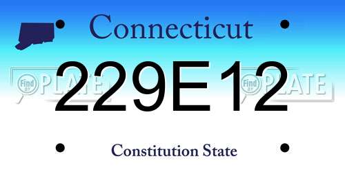 229E12 Connecticut License Plate